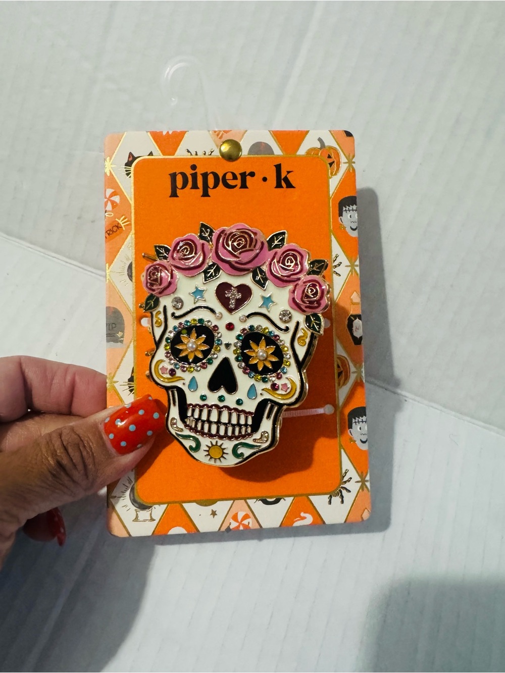 Sugar Skull  hairclip by piper k BNWT